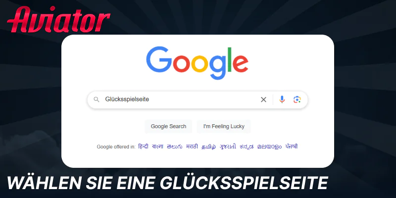 Wählen Sie eine Site zum Spielen von Aviator aus