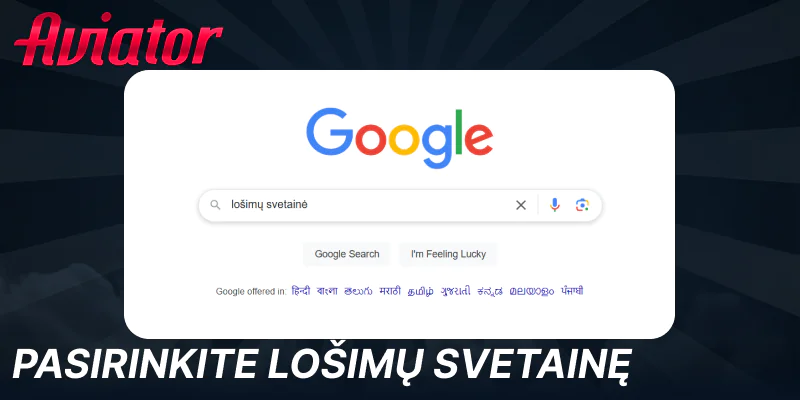 Pasirinkite svetainę, kurioje norite žaisti „Aviator“