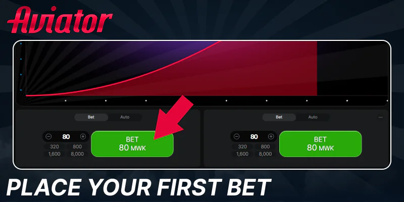 Make a bet in Aviator game