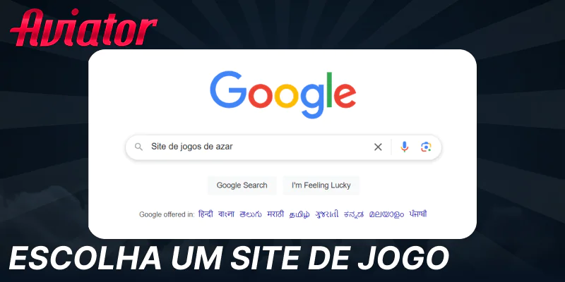 Selecione um site para jogar Aviator