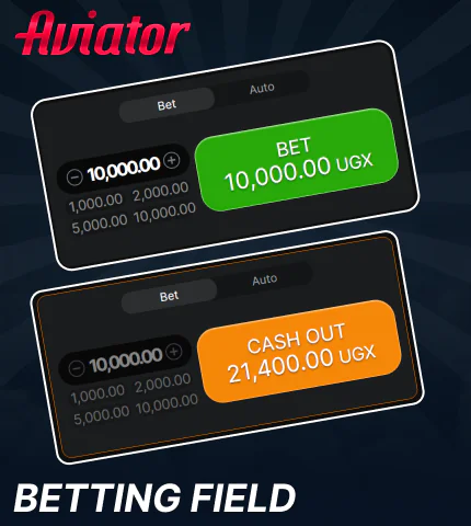 Betting panel in Aviator for Uganda players