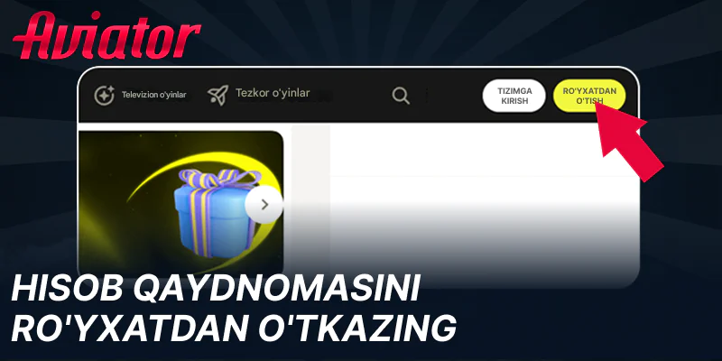 Aviator o'ynash uchun hisob qaydnomangizni ro'yxatdan o'tkazing