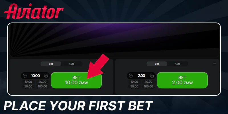 Make a bet in Aviator game