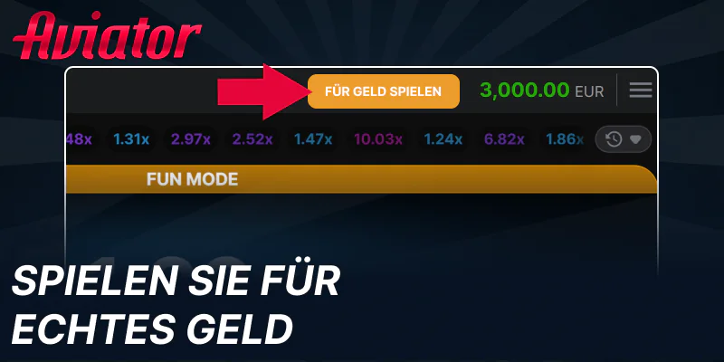 Aktivieren Sie den Echtgeldmodus im Aviator-Spiel