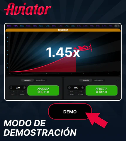 Modo de demostración en el juego Aviator