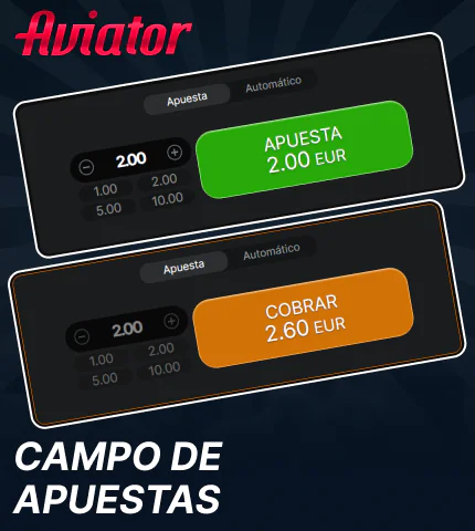 Panel de apuestas en Aviator