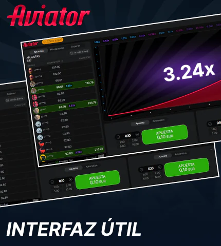 Interfaz sencilla en el juego Aviator