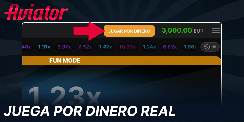 Habilitar el modo de dinero real en el juego Aviator