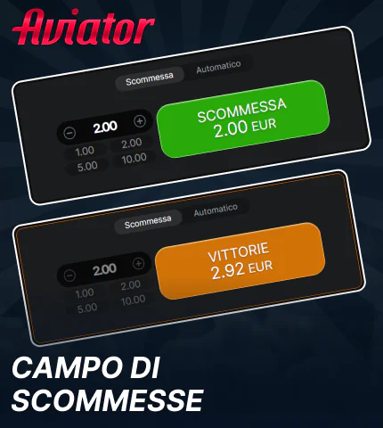 Pannello scommesse in Aviator