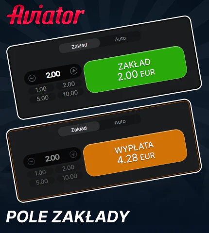 Panel zakładów w grze Aviator