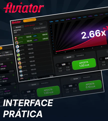 Interface fácil no jogo Aviator