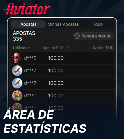 Campo estatístico no Aviator