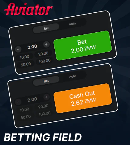 Betting panel in Aviator for Zambia players